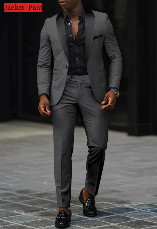 Men's Formal Slim Fit Tuxedo Suit – Luxury Groom & Prom Wedding Outfit