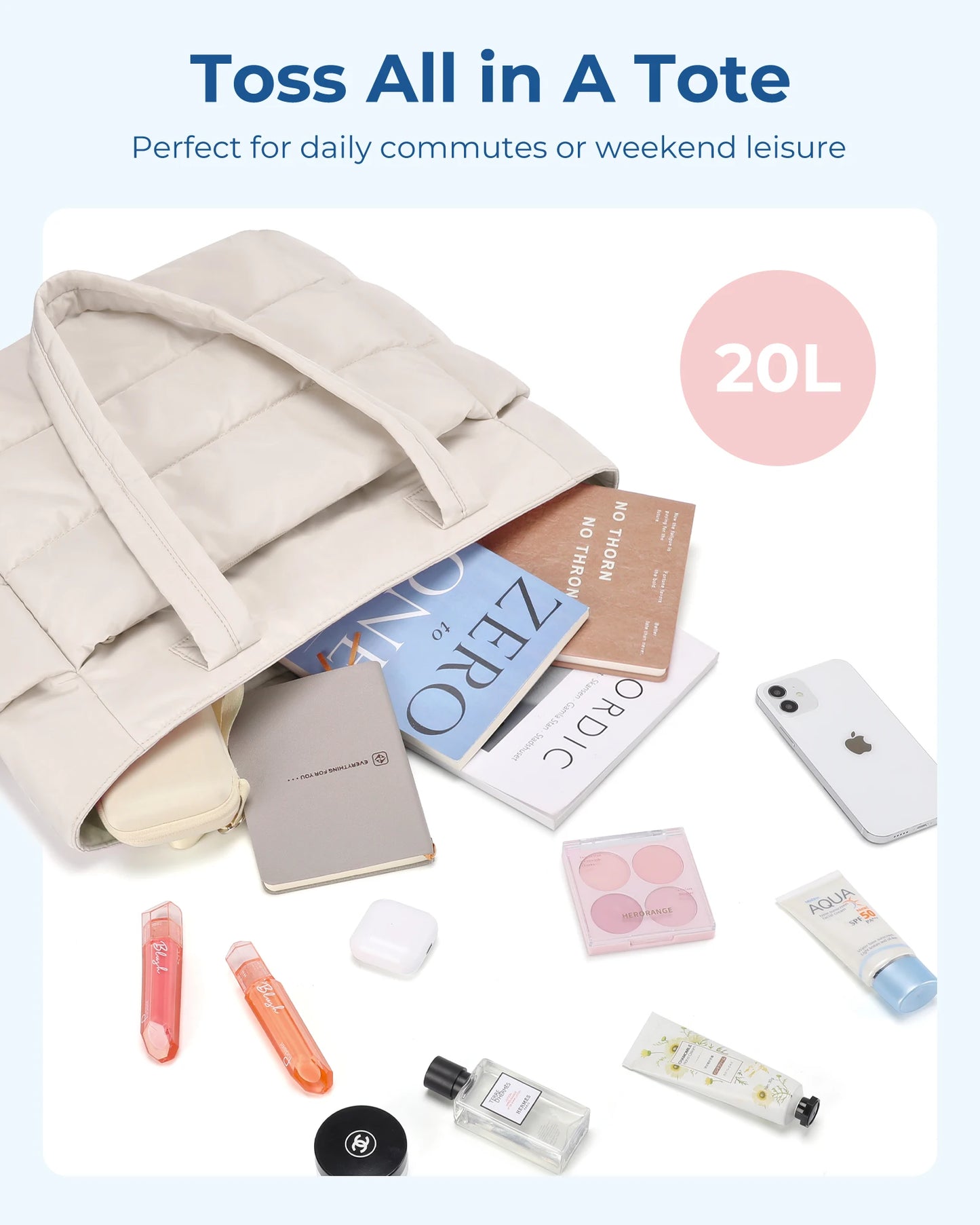 BAGSMART Women’s Large Tote Bag • Solid Color Handbag • Spacious Commuter, Work, School & Shopping Bag