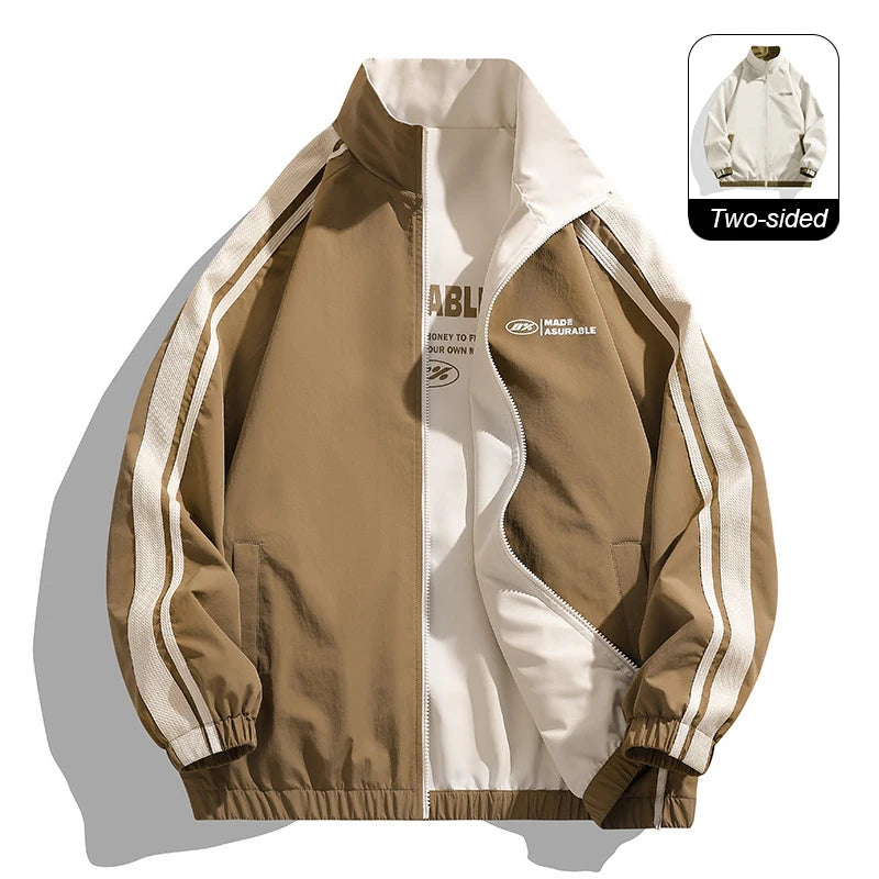 Reversible Outdoor Jacket Men & Women Windproof Splashproof Double-Sided Long Sleeve Coat