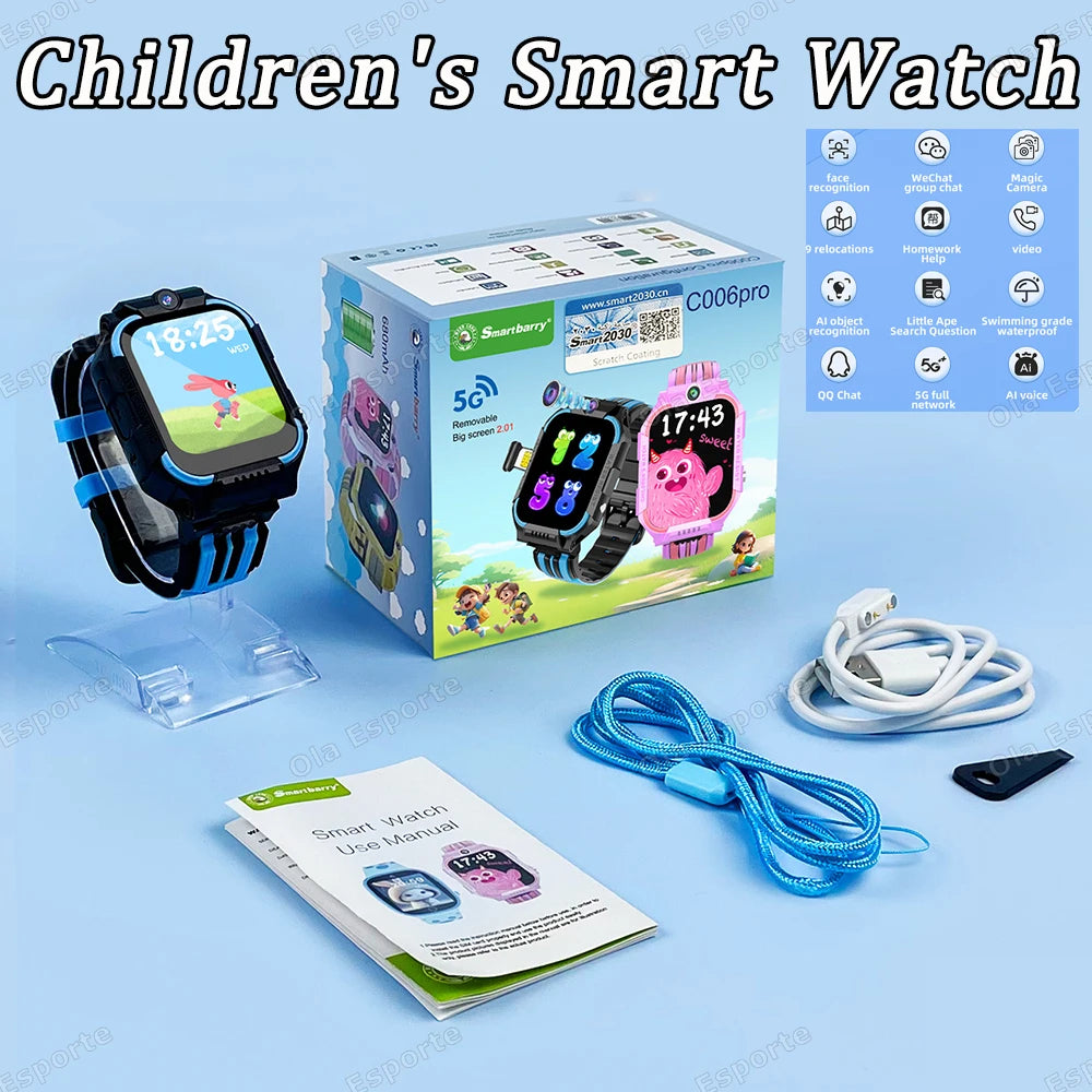 5G Kids Smart Watch with SOS, GPS Location, SIM, Video Call, Camera – Waterproof Watch for Boys & Girls