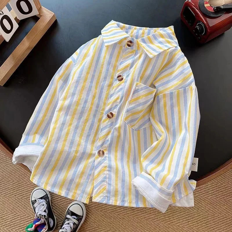 قميص قطني منقوش للأطفال من IENENS - بلوزة بأكمام طويلة للأولاد والرضع (من 1 إلى 4 سنوات)