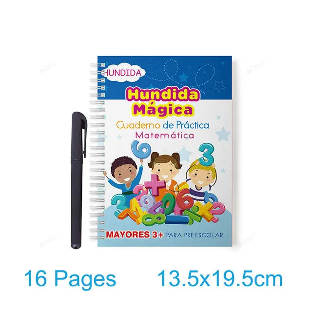 Spanish–English–French Montessori 3D Reusable Copybook – SANK Magic Calligraphy & Handwriting Practice Notebook