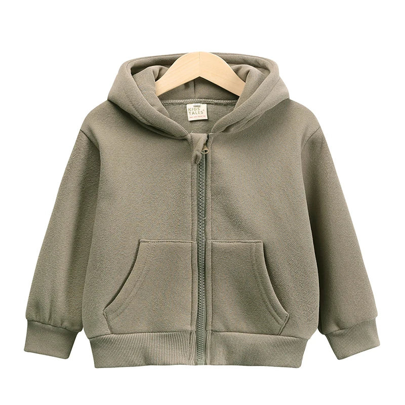 سويت شيرت بغطاء رأس للأطفال لشتاء وخريف 2025 - جاكيت من الصوف الصلب بسحاب للبنات والأولاد، ملابس خارجية دافئة للأعمار من 1 إلى 10 سنوات