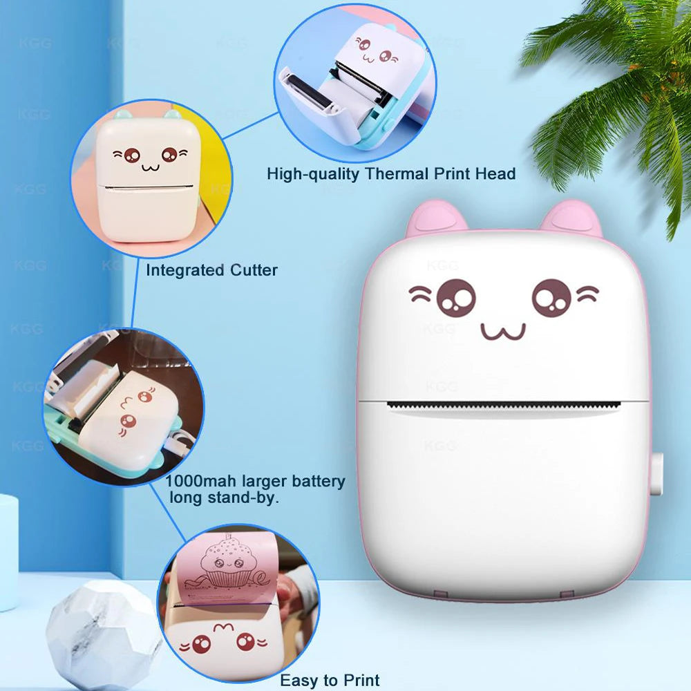 Mini Portable Bluetooth Printer – Wireless Thermal Sticker & Label Printer for Photos, Notes, and Study, Perfect Gift for Kids