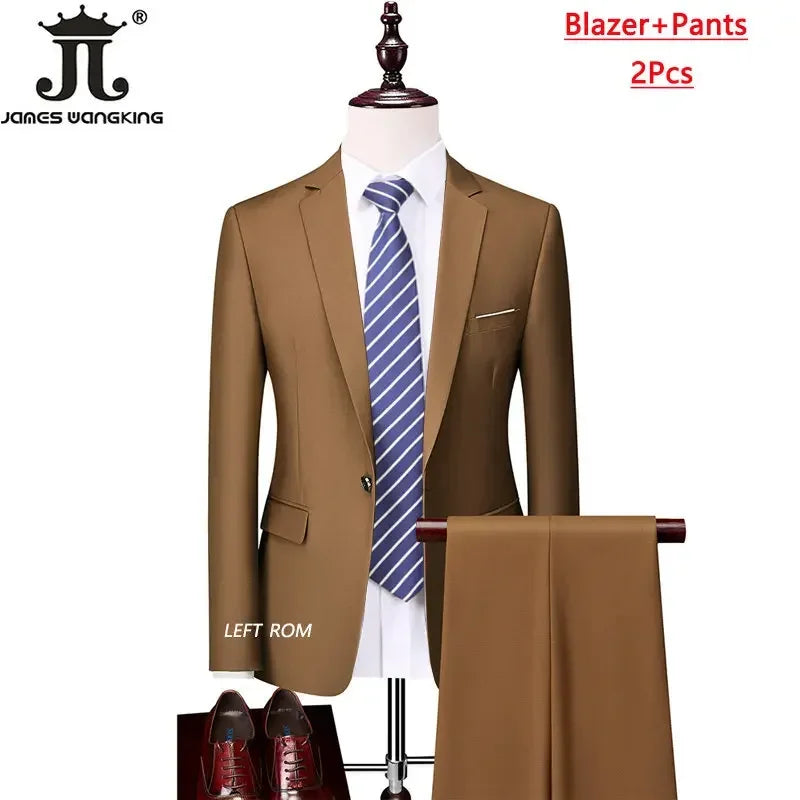 M-6XL 15 Colors Men's 3-Piece Formal Suit – Jacket, Vest & Pants for Business, Groom & Wedding