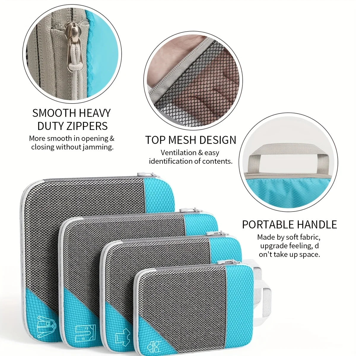 6PCS Travel Packing Cubes Set | Lightweight Compression Luggage Organizer with Shoe Bag & Mesh Clothes Storage