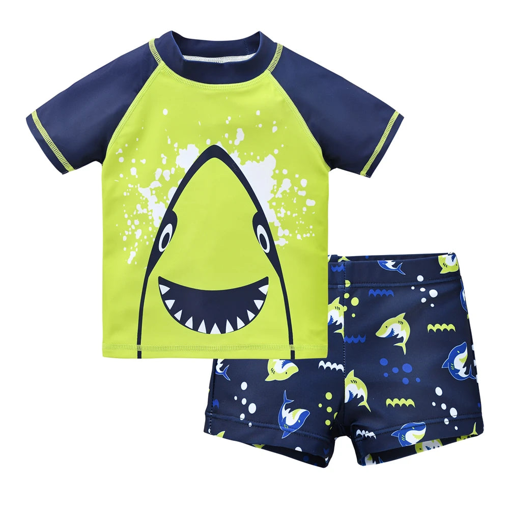 Boys 2 Piece Swimsuit Set Cool Print Kids Swimwear Beach Surfing Shorts