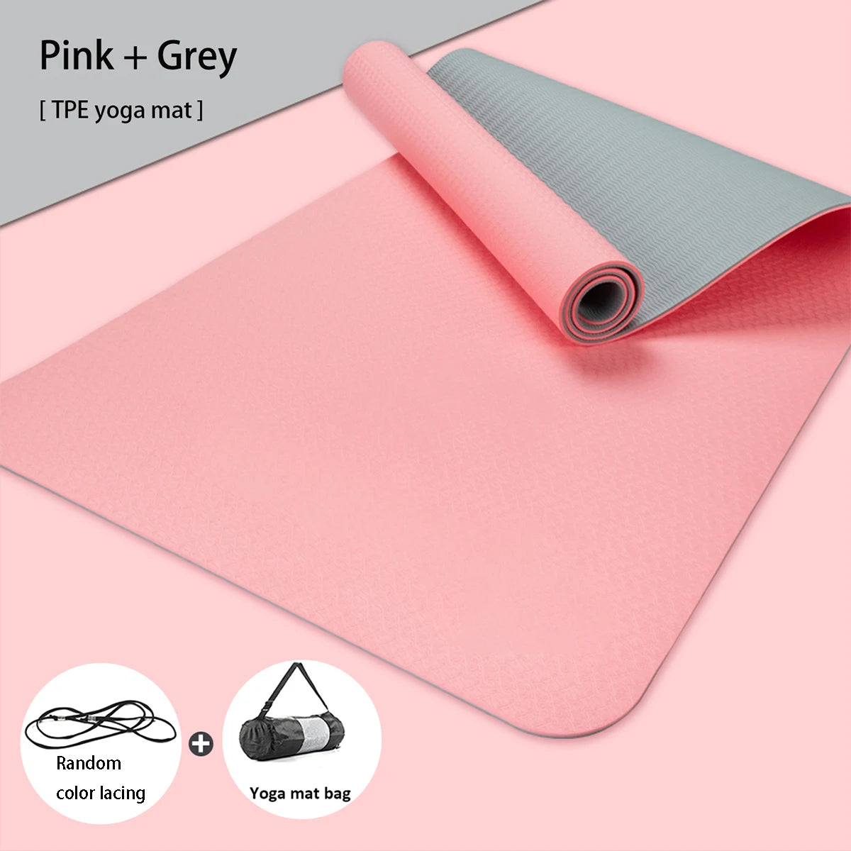 Yoga Mat | Double-Sided Non-Slip TPE Exercise Mat with Strap – Eco-Friendly for Yoga & Pilates