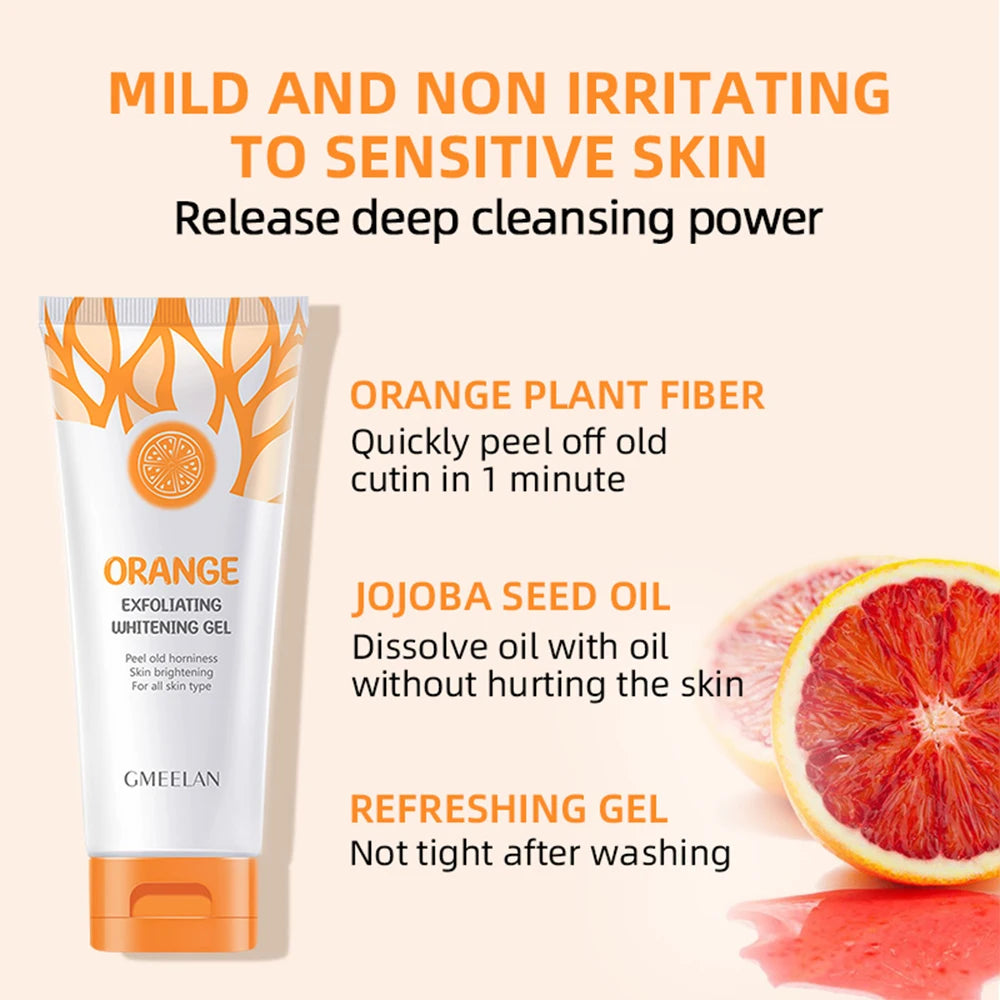 Orange Exfoliating Gel – Gentle Dead Skin Remover, Brightening Peeling Scrub & Hydrating Moisturizer (50g, Korean Skincare)