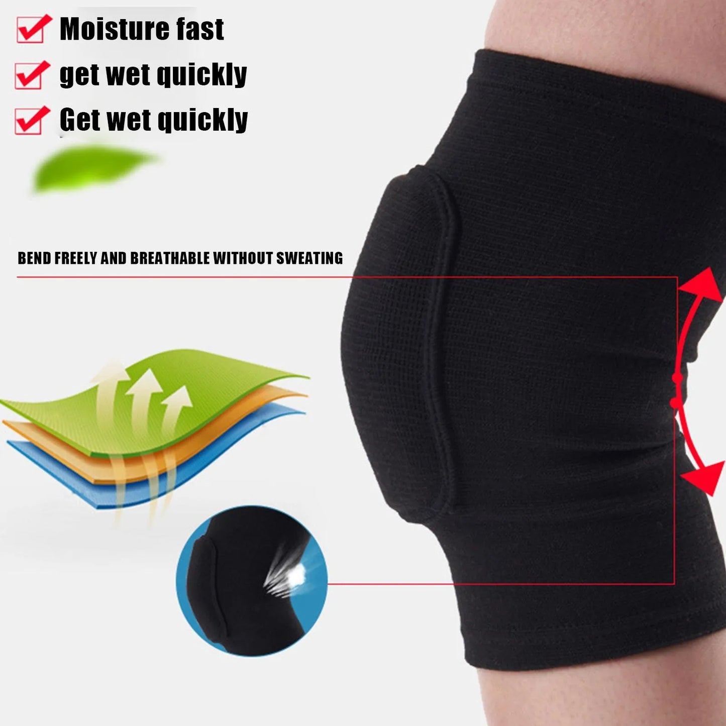 2-Piece Sports Compression Knee Pads | Thickened Elastic Knee Brace for Workout & Dance Training