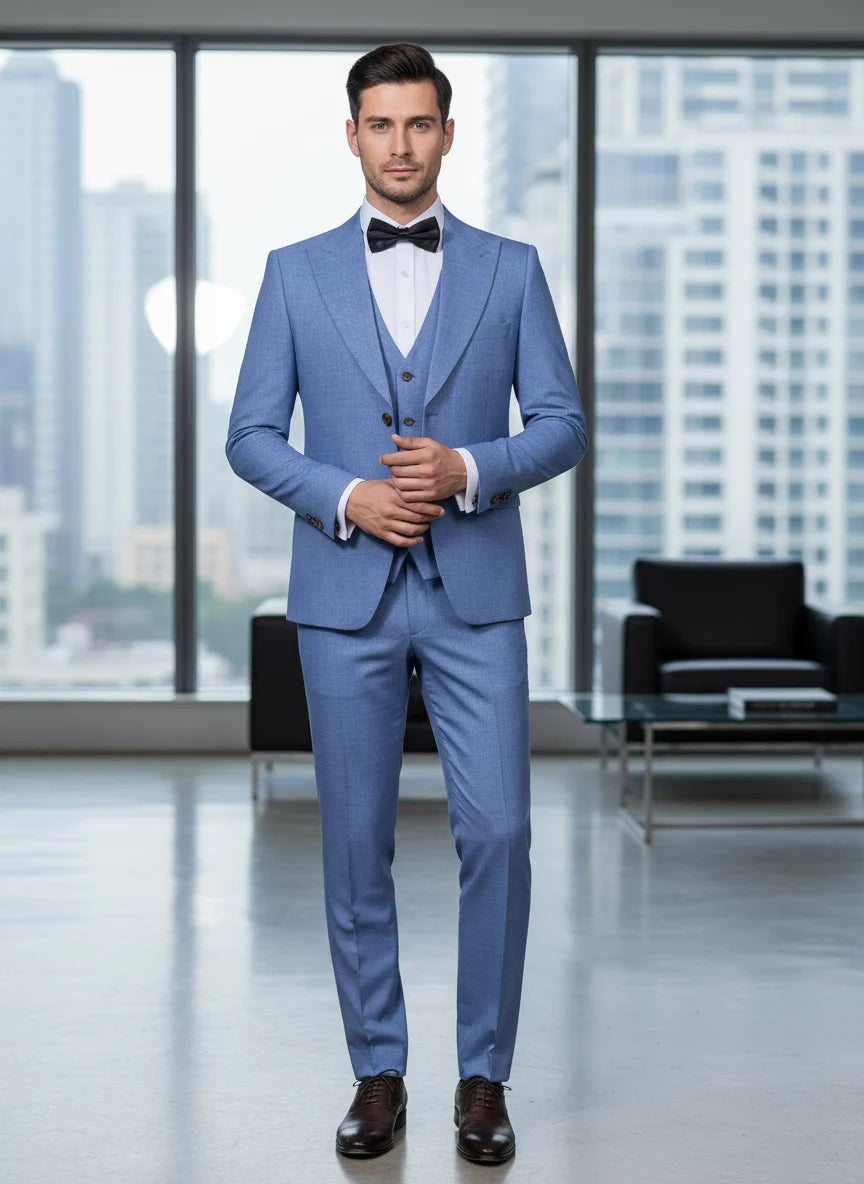 ST Cassy Men's Blue-Gray 2-Button Blazer – Modern Office Wear with Luxe Craftsmanship