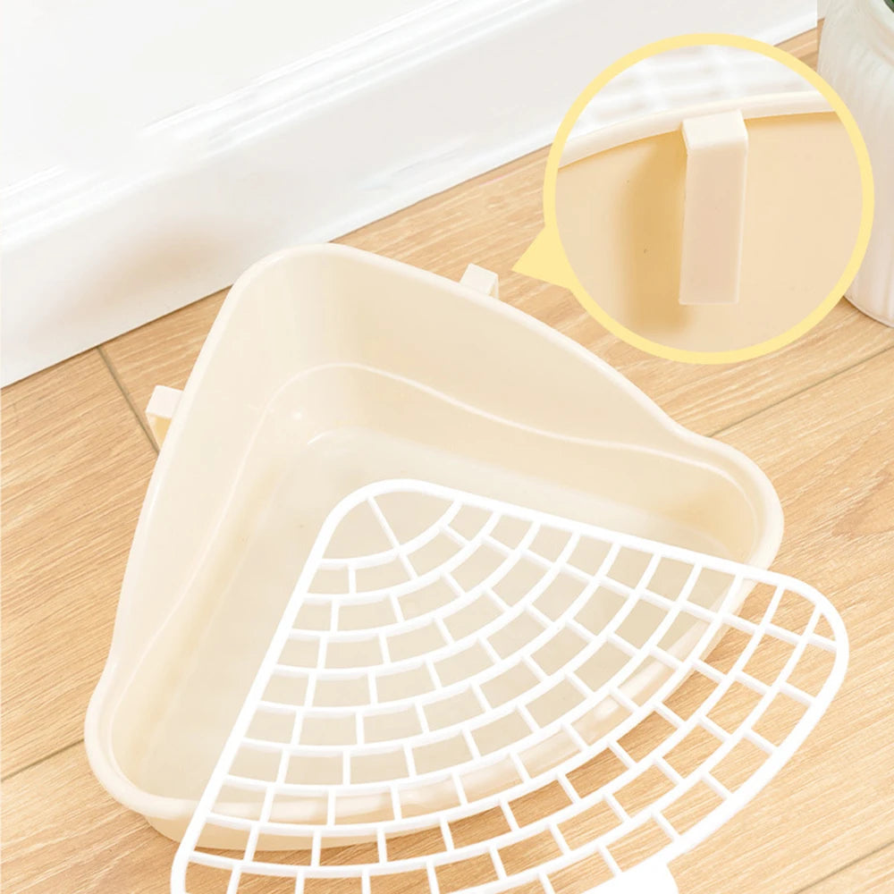Triangle Corner Litter Box – Space-Saving Potty Tray for Rabbits & Small Pets