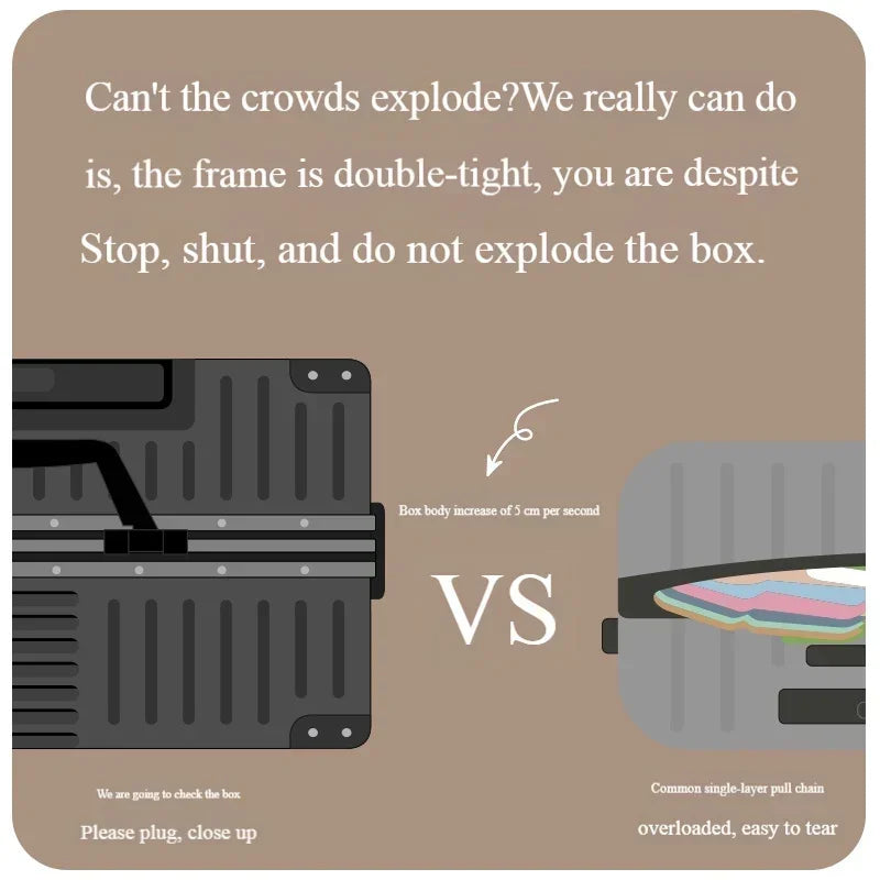 100% Aluminum Magnesium Alloy Travel Luggage | Trolley Suitcase Carry-On with Cup Holder | 20/22/24/26/28 Inch