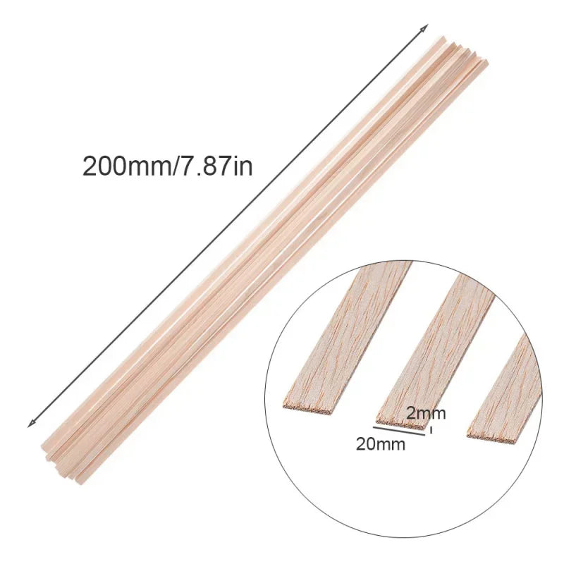 20–50pcs Balsa Wood Sticks – Square Craft Rods for DIY Model Building, Carving & Handicraft Making