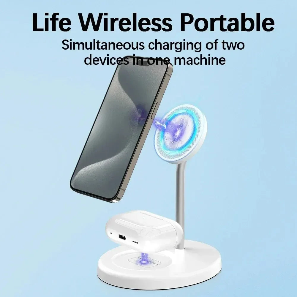 2-in-1 Magnetic Wireless Charging Station – Fast Charger Dock for iPhone 13/14/15/16 Pro Max & AirPods
