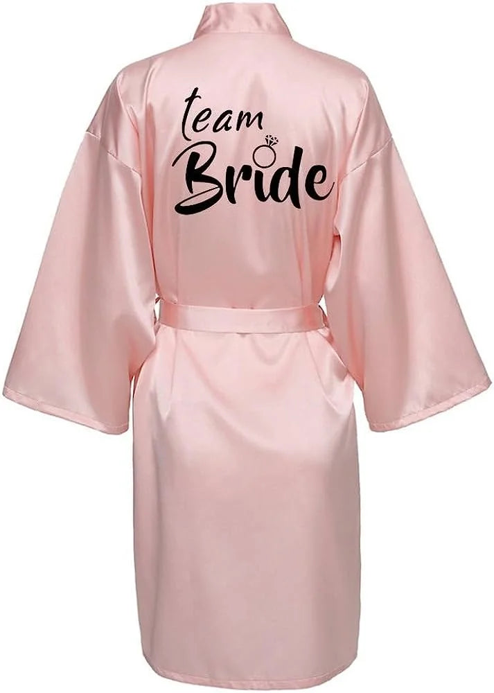 Women's Satin Silk Robe | Wedding Bathrobe Bride & Bridesmaid Sleepwear Gown M030