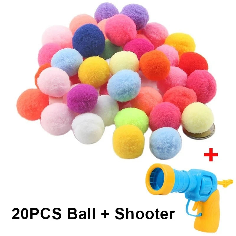 Interactive Cat Launch Toy – Mini Shooting Gun with Plush Ball for Kitten Training & Play