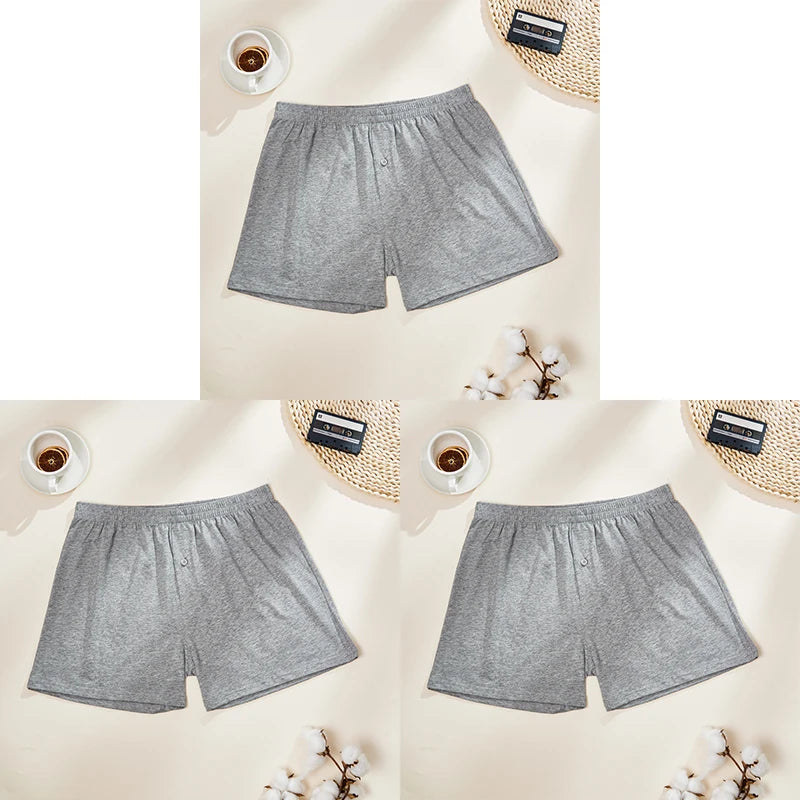 3PCS Men's Cotton Aloe Boxer Briefs | Soft Seamless Breathable Underwear | Comfortable Loose Home Leisure Panties