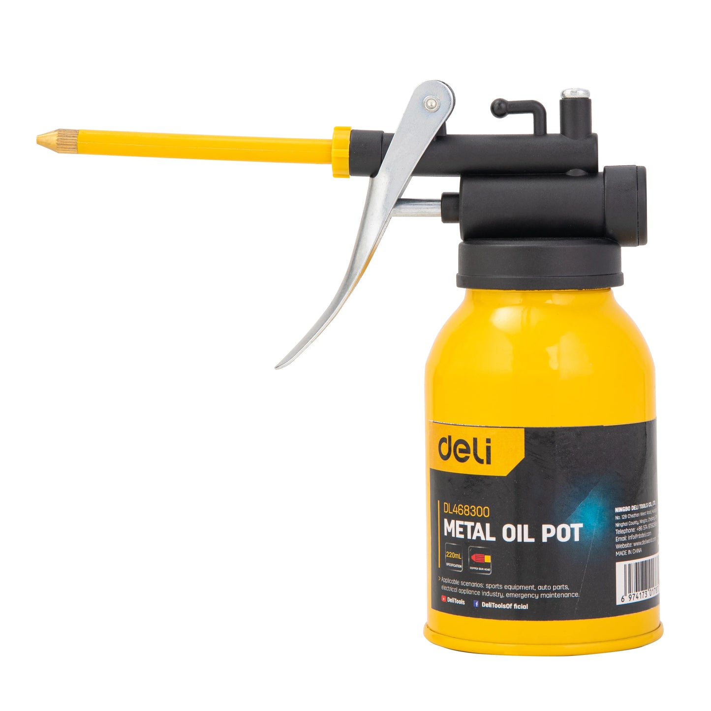 Deli Oil Can – Metal High Pressure Pump Grease Gun & Car Oil Pot for Lubrication and Repair Tools (180ml 220ml 300ml 450ml)