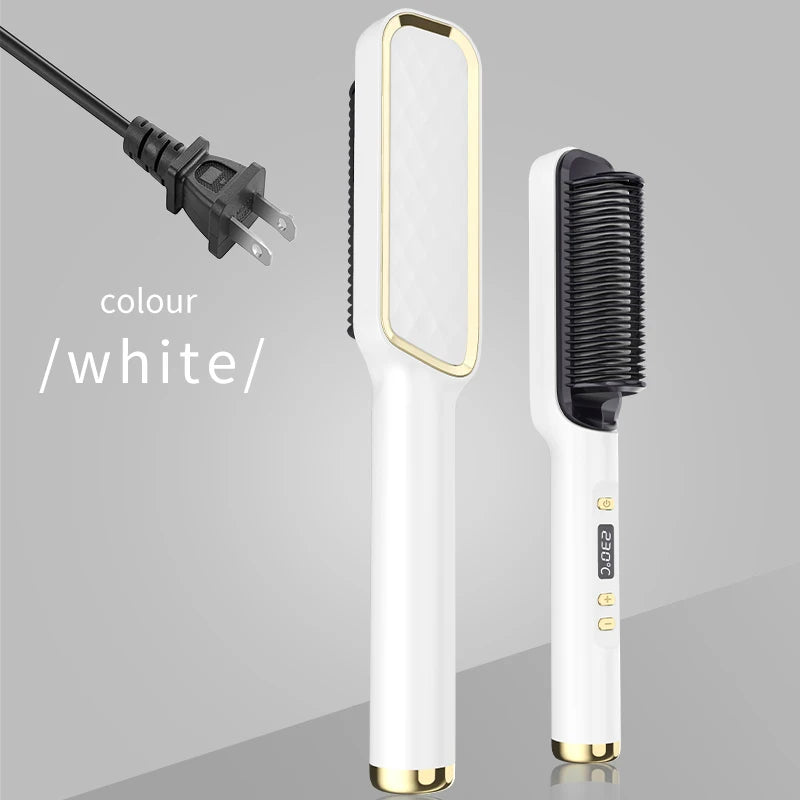 Electric Hot Comb Hair Straightener – Negative Ion Anti-Scald Straightening Brush & Styling Tool