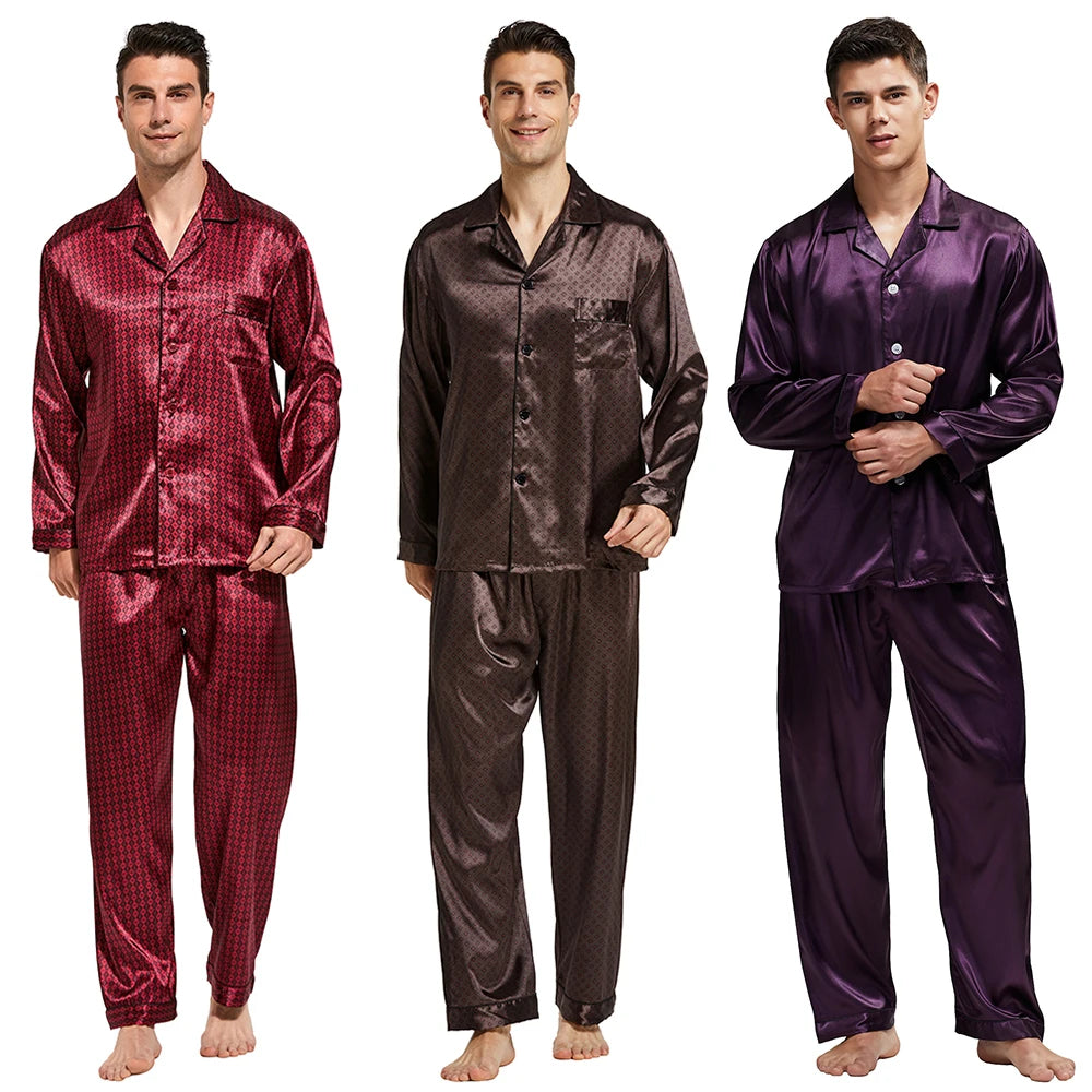 Tony & Candice Men's Satin Silk Pajama Set | Sexy Modern Soft & Cozy Sleepwear | Summer Nightwear for Men