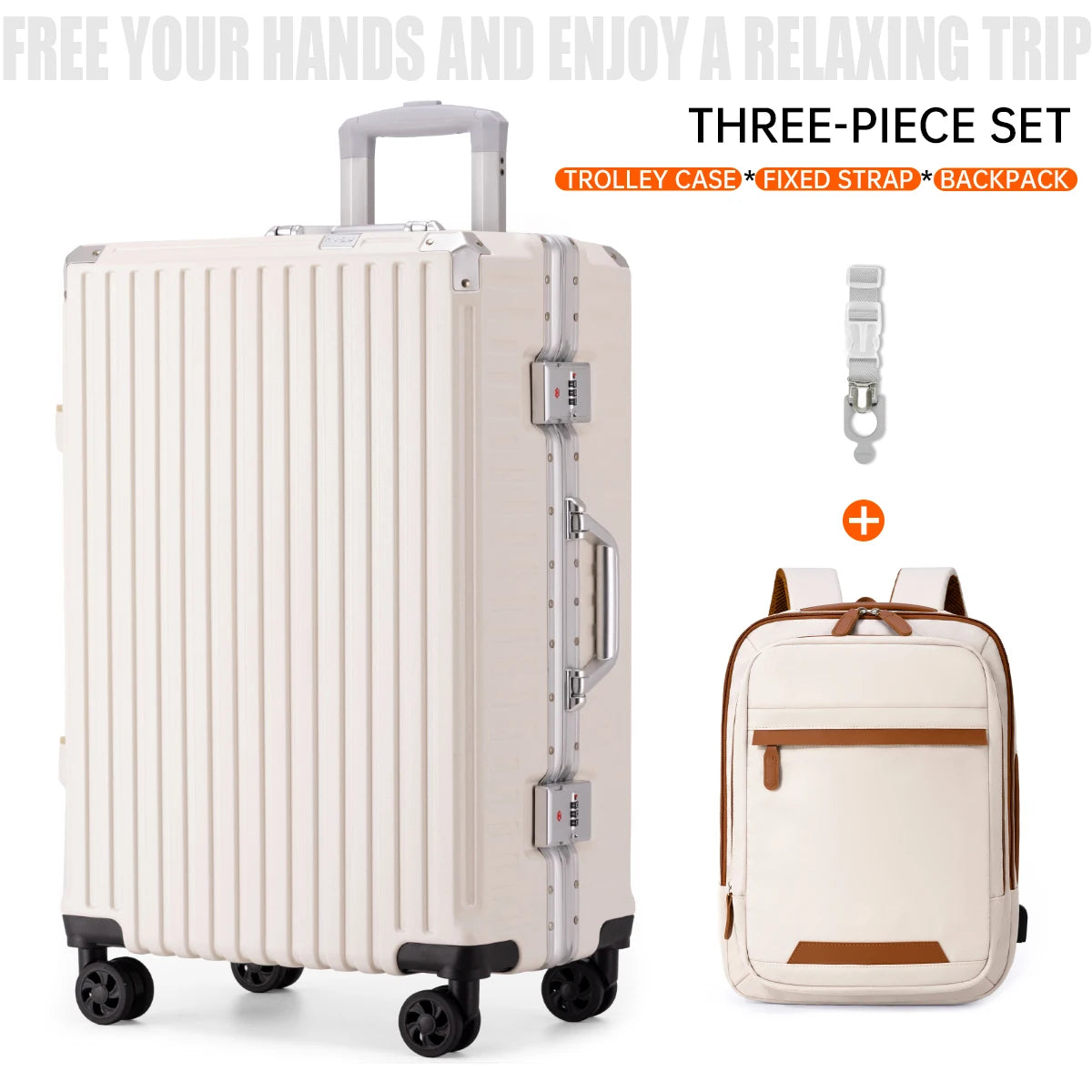 Aluminum Frame Trolley Luggage | Rolling Suitcase with USB & Combination Lock | 20/24/26/28 Inch Carry-On