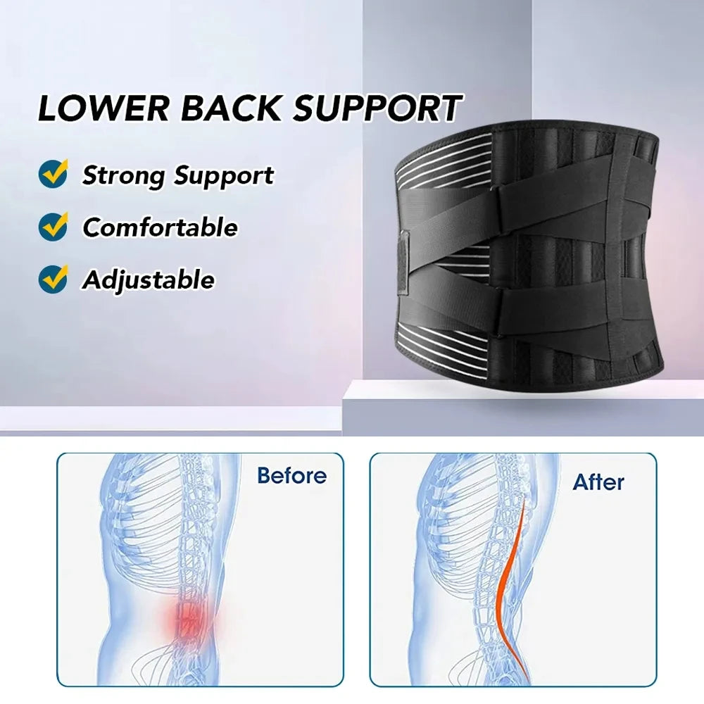 Adjustable Lumbar Support Belt – Double Pull Back Brace for Spine Decompression, Pain Relief & Abdominal Support