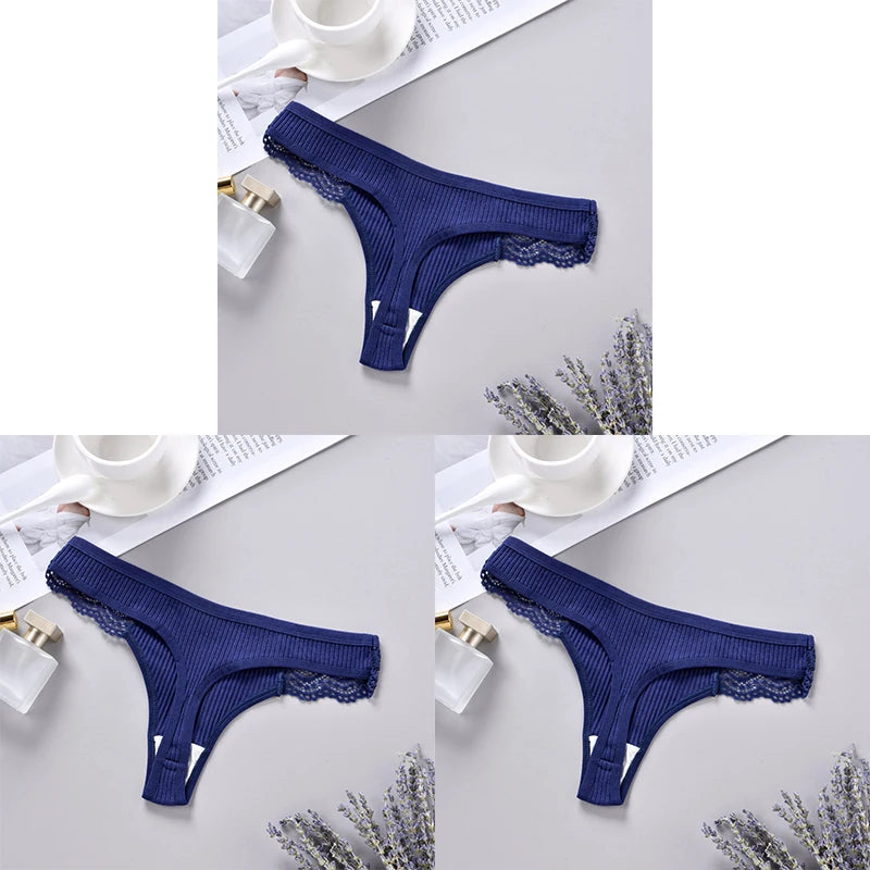 3PCS Women's Cotton Antibacterial Panties – Solid Color G-String, Quick Drying, Soft & Breathable Underwear
