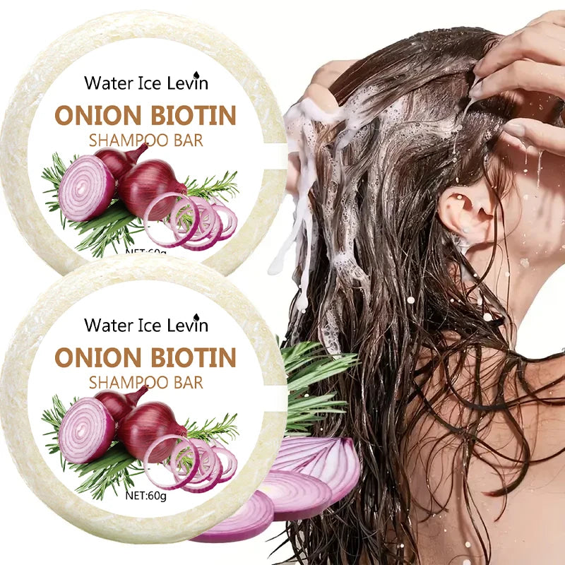 Onion & Biotin Shampoo Soap 60g – Moisturizing & Smoothing Hair Care with Rosemary Extract, Suitable for All Hair Types