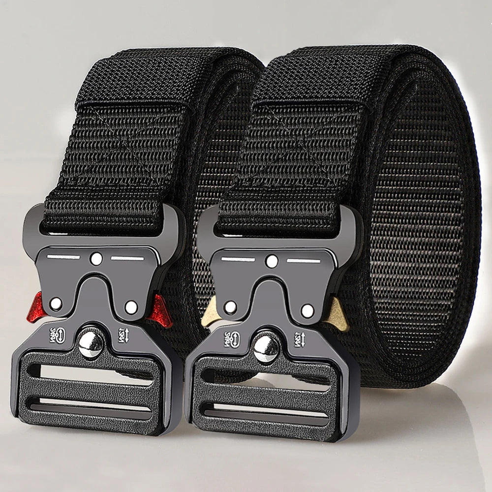 حزام تكتيكي رجالي - حزام خارجي متين وقابل للتعديل للمشي لمسافات طويلة والرياضة والملابس الكاجوال | يناسب البناطيل والجينز، تصميم للجنسين