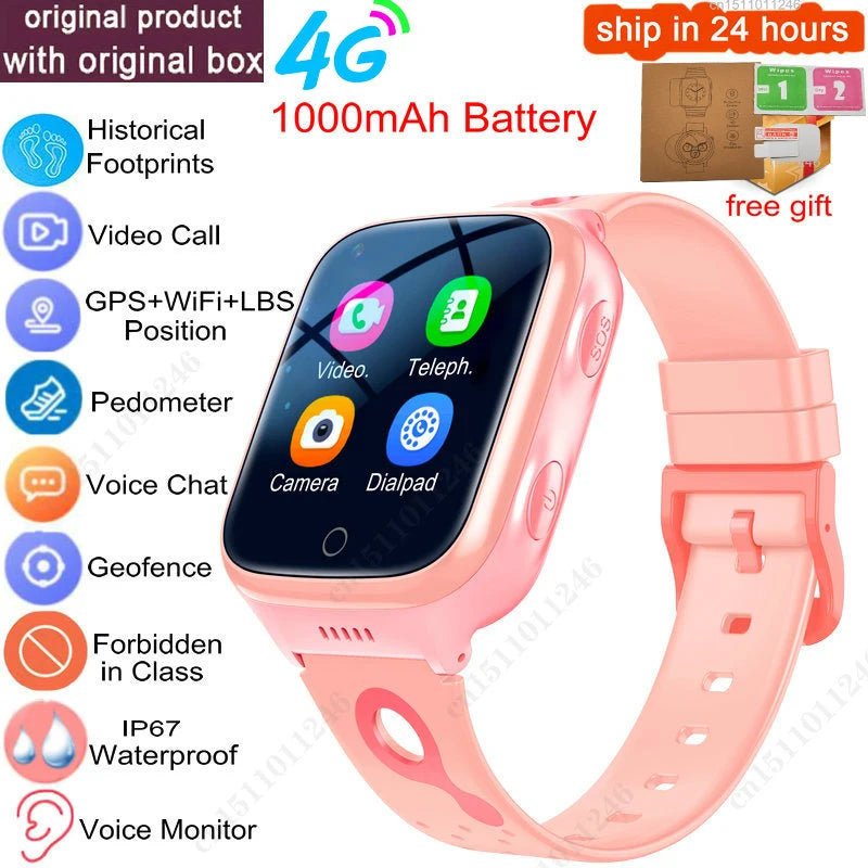 KGG 4G Kids Smart Watch – GPS & WiFi, Video Call, SOS, 1000mAh Battery, Location Tracker Phone Watch Gift