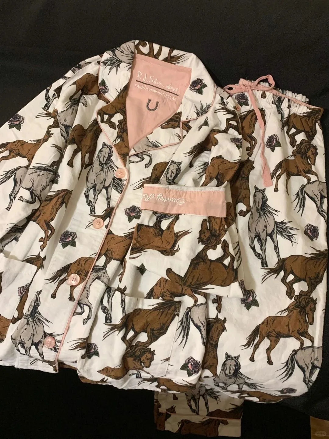 New Women's Loungewear Set | 100% Cotton Loose Cartoon 2-Piece Pajamas | Casual Sleepwear Outfit