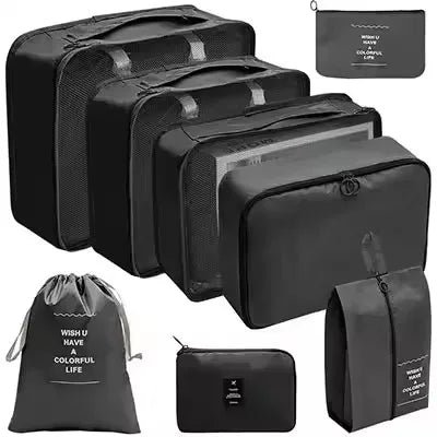 Travel Organizer Set | 8-Piece Suitcase Packing Cubes & Luggage Storage Bags for Clothes and Shoes