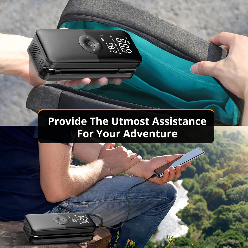 منفاخ إطارات محمول من كارسون - ضاغط هواء كهربائي قابل لإعادة الشحن للسيارات والدراجات وكرة القدم والكرات