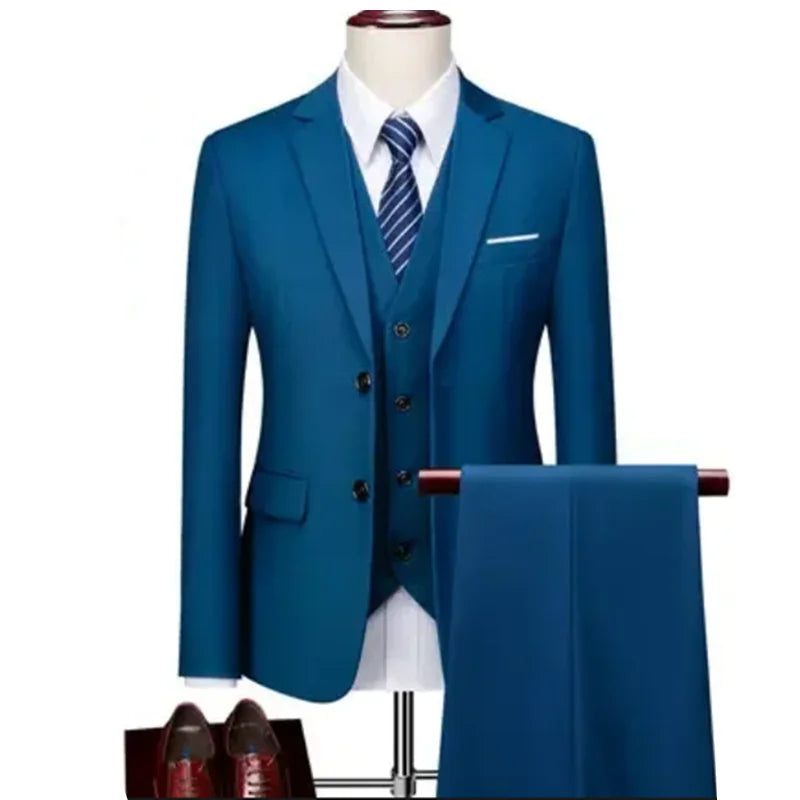 2025 Men's Business Casual Suit – Solid Color Formal Wedding & Prom Tuxedo Set