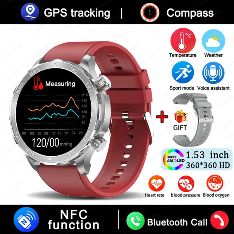 2025 Bluetooth Call Smart Watch | AMOLED HD Display, NFC, GPS, Heart Rate, IP68 Waterproof Sports Watch