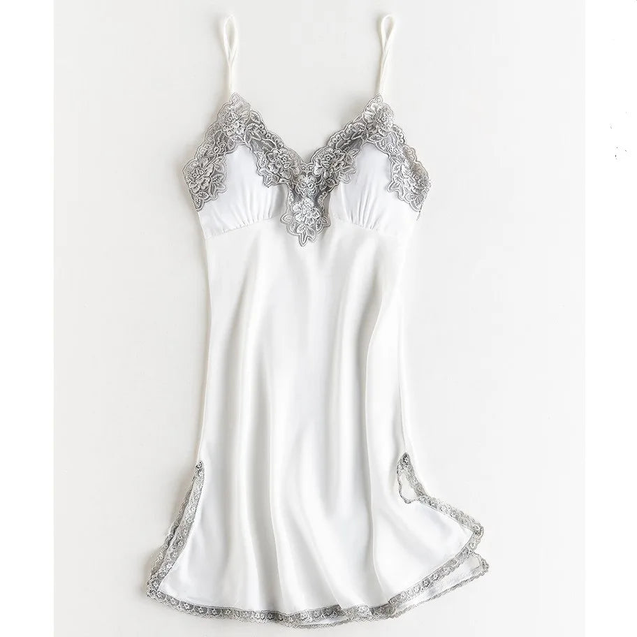 Women's Summer Satin Nightgown | Lace Sleeveless Chemise Sleepwear Dress | Comfortable Loungewear Nightdress