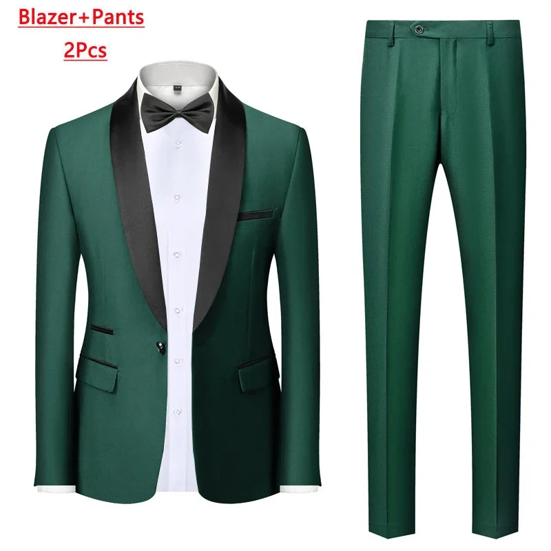 Men's M-6XL Formal 3-Piece Suit – Jacket, Vest & Pants for Business, Wedding & Parties
