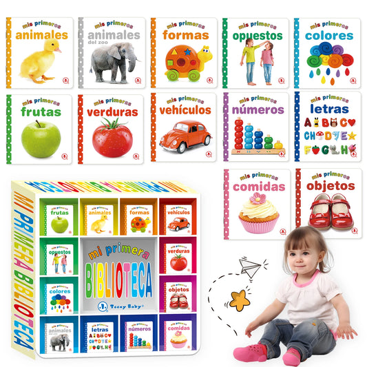 1 Set of 12 Children’s Educational Flip Books – Spanish Boxed Set for Reading, Pictures & Baby Cognition Development