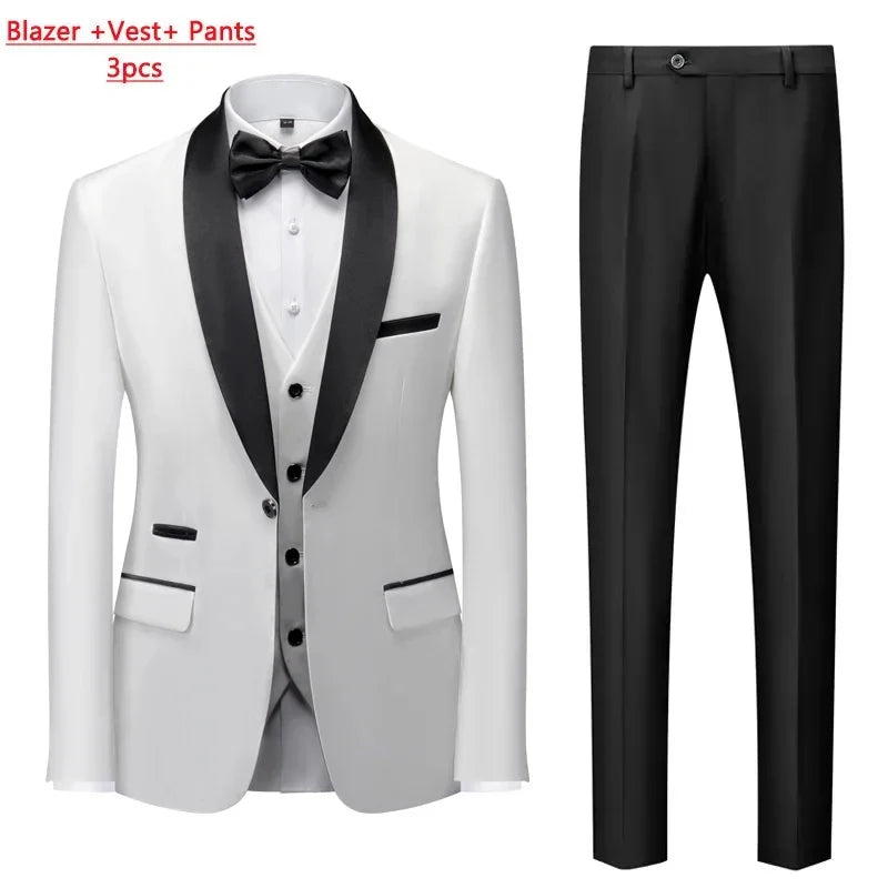 Men's M-6XL Formal 3-Piece Suit – Jacket, Vest & Pants for Business, Wedding & Parties