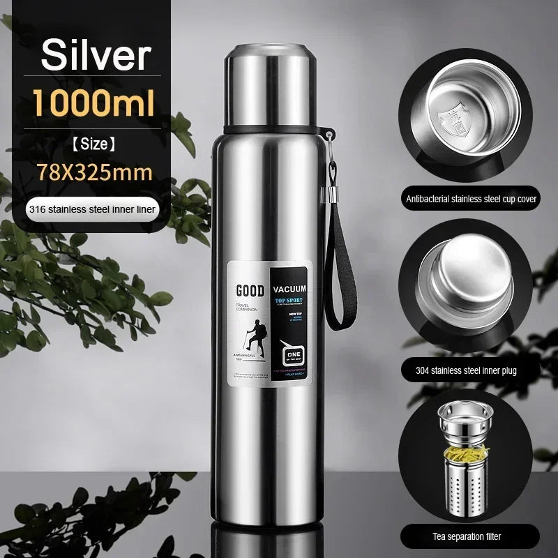 Large Capacity Stainless Steel Thermos Tumbler – Vacuum Insulated Travel Mug for Hot & Cold Coffee, Tea & Water