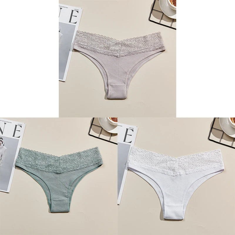 3PCS Women's Breathable Cotton Seamless Panties Comfortable Sexy Soft Stretchy Underwear