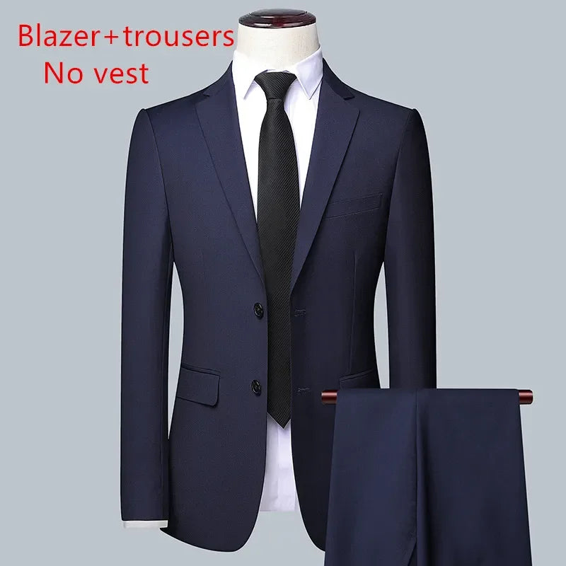 Men's Solid Color Business Suit 2025 – High-Quality Wedding & Banquet Groom Outfit