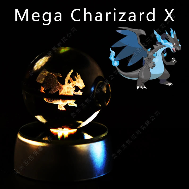 Pokémon 3D Crystal Ball Night Light – Pikachu, Gengar & Mewtwo Pokéball Glass Lamp for Kids Birthday Gifts