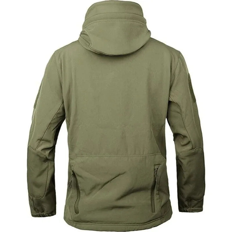 Men’s Hooded Sharkskin Soft-Shell Jacket – Tactical Waterproof Military Outdoor Bomber
