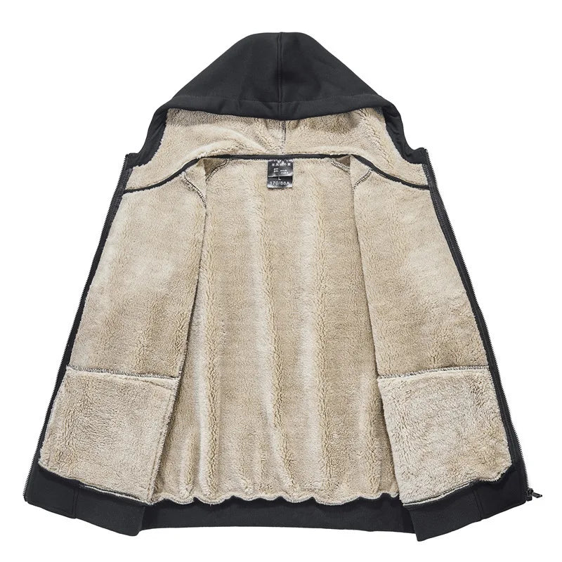 Men’s Winter Fleece Cashmere Tracksuit – Warm Fur Hoodie & Pants 2-Piece Casual Sportswear Set