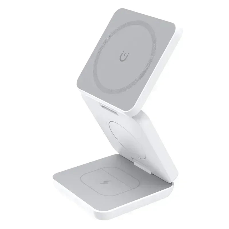 3-in-1 Foldable Magnetic Wireless Charger Stand – Fast Charging Dock for iPhone 13/14/15/16 Pro Max, Apple Watch & AirPods