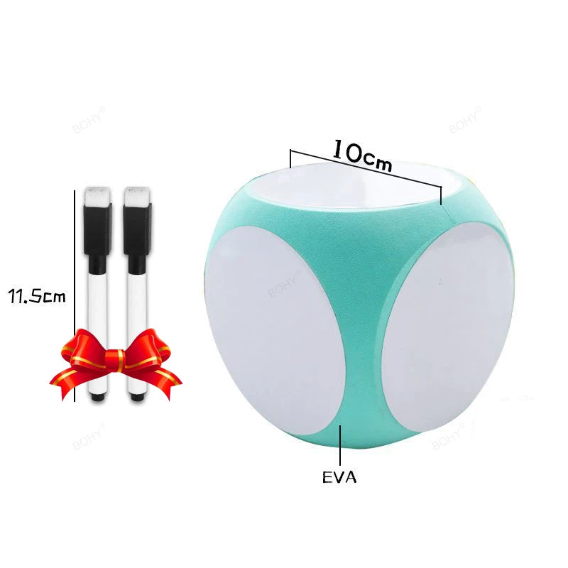 DIY Blank Dry Erase Dice – Write-On/Wipe-Off Cleanable Portable Game Cubes for Classroom Teaching