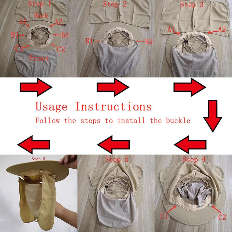 قبعة صيد خارجية قابلة للتعديل - قبعة شمسية قابلة للطي مع حماية من الشمس قابلة للتهوية للرجال والنساء