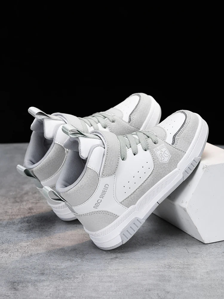 Kids High Top Sneakers | Waterproof Leather Non-Slip Casual Sport Shoes for Boys & Girls